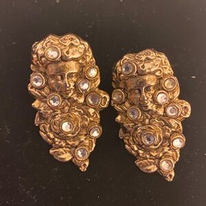 Elegant Gold tone  clip ons  Earrings * UNIQUE
